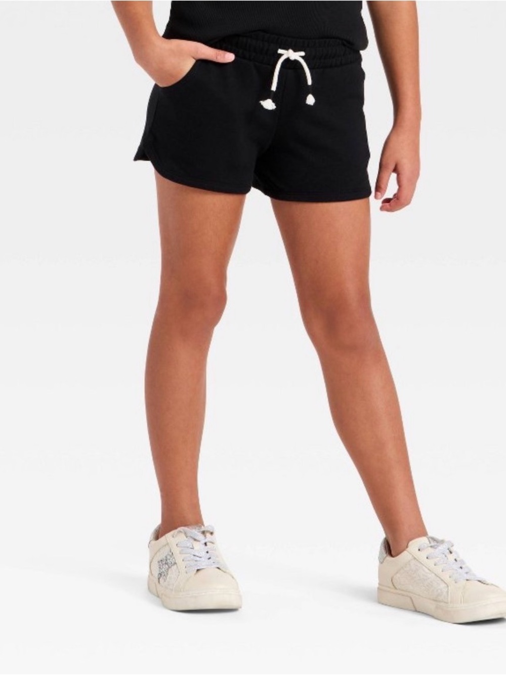 Girls' Black Cat and Jack Drawstring Lounge Shorts